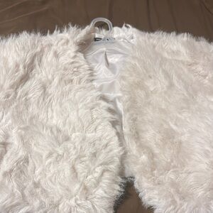 Fuzzy White Faux Fur Jacket